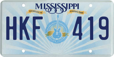 MS license plate HKF419