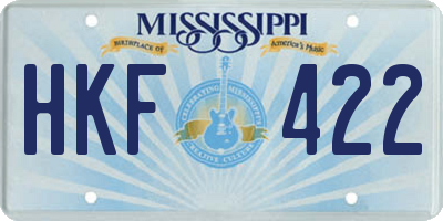 MS license plate HKF422