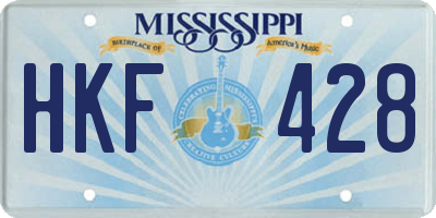 MS license plate HKF428