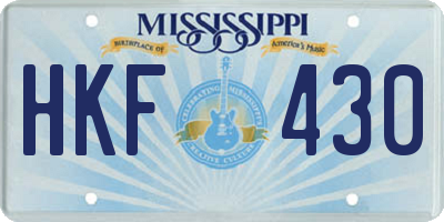 MS license plate HKF430