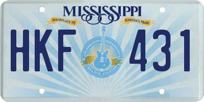 MS license plate HKF431