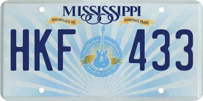 MS license plate HKF433