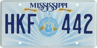 MS license plate HKF442