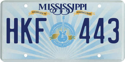 MS license plate HKF443
