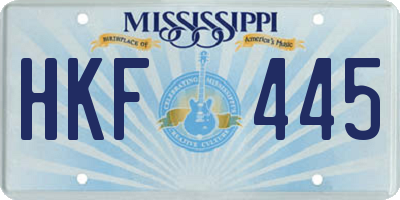 MS license plate HKF445