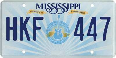 MS license plate HKF447