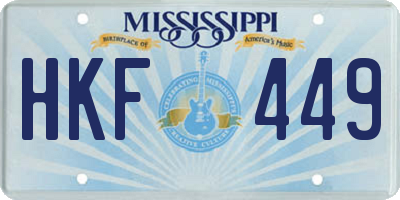 MS license plate HKF449