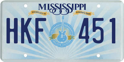 MS license plate HKF451