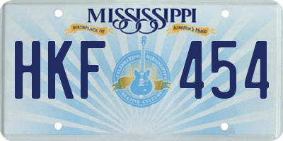 MS license plate HKF454
