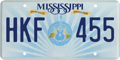 MS license plate HKF455