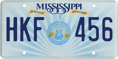 MS license plate HKF456
