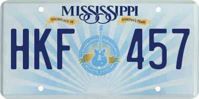 MS license plate HKF457