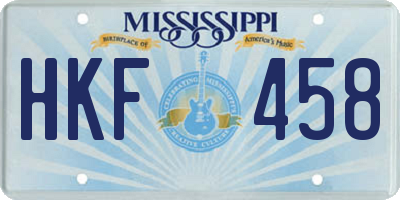 MS license plate HKF458