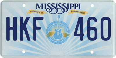 MS license plate HKF460