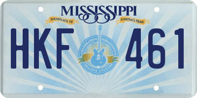 MS license plate HKF461