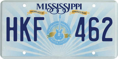 MS license plate HKF462