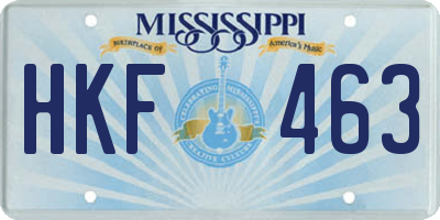 MS license plate HKF463