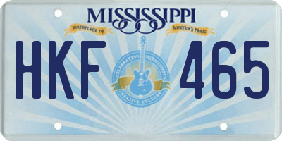 MS license plate HKF465