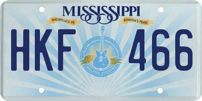 MS license plate HKF466