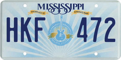 MS license plate HKF472