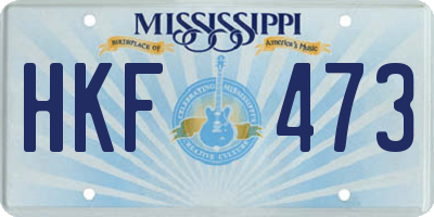 MS license plate HKF473