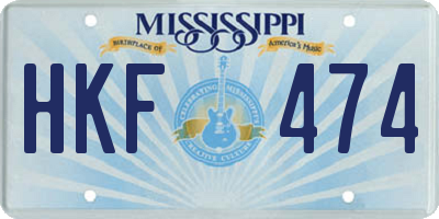 MS license plate HKF474
