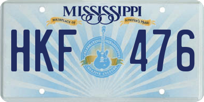 MS license plate HKF476