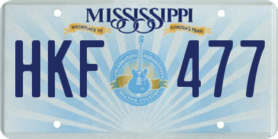MS license plate HKF477