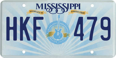 MS license plate HKF479