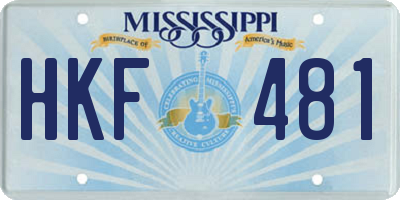 MS license plate HKF481