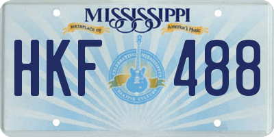 MS license plate HKF488