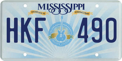 MS license plate HKF490