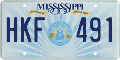 MS license plate HKF491