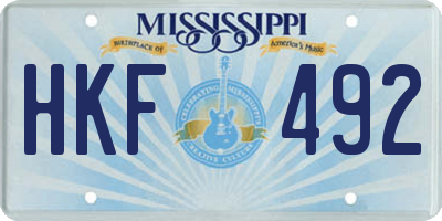 MS license plate HKF492