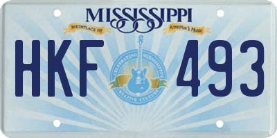 MS license plate HKF493
