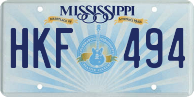 MS license plate HKF494