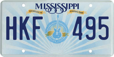 MS license plate HKF495