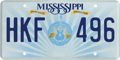 MS license plate HKF496