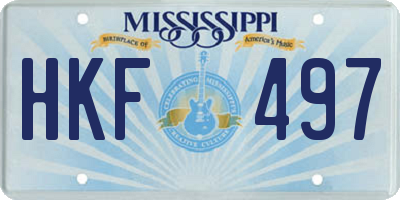MS license plate HKF497