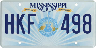 MS license plate HKF498