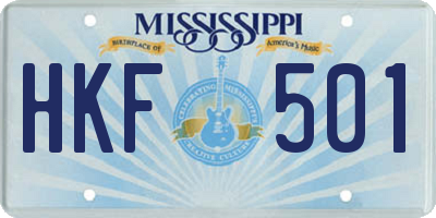 MS license plate HKF501