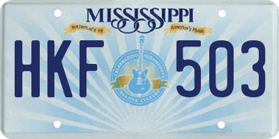 MS license plate HKF503