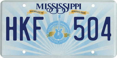 MS license plate HKF504