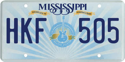 MS license plate HKF505