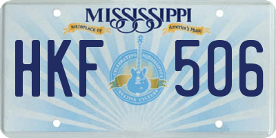 MS license plate HKF506