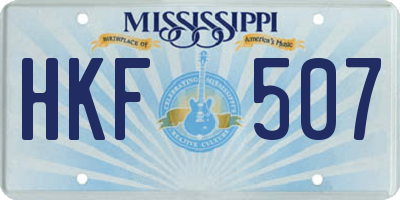 MS license plate HKF507