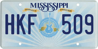 MS license plate HKF509