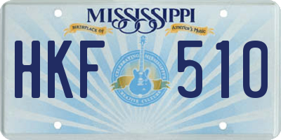 MS license plate HKF510