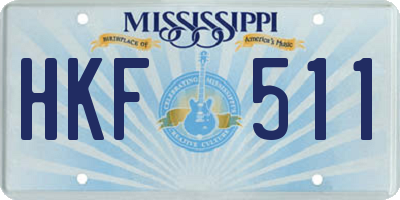 MS license plate HKF511