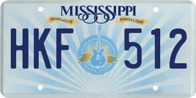 MS license plate HKF512